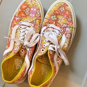 Vans Women's Floral Canvas Sneakers - Orange and Yellow